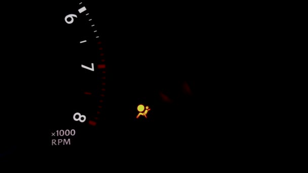 Airbag Srs Warning Indicator Light Dashboard Car — ストック動画