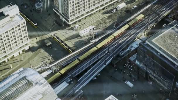 Aerial View Trains City Berlin Slow Motion — 图库视频影像