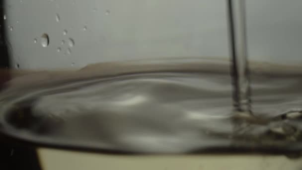 White Wine Pouring Glass Macro Shot — Stock Video