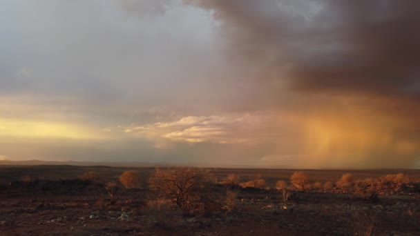Storm Clouds Rolling Harsh Australian Outback — 图库视频影像
