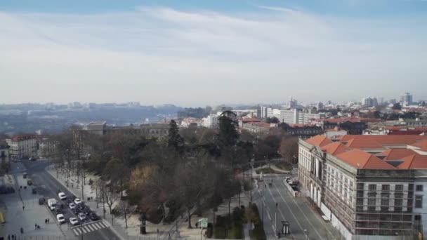 Downtown Porto Oude Stad Centrum Straten Zaken Handel Hoogbouw Zonnige — Stockvideo