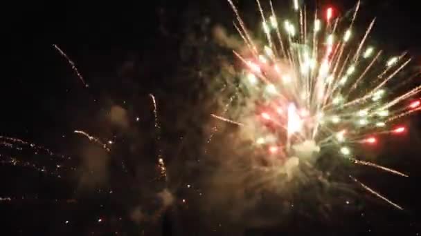 Святкування Нового Року Феєрверків Багато Феєрверків Нічному Небі — стокове відео