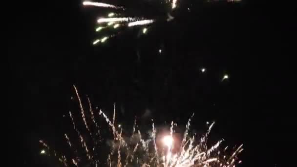 Новогодний Фейерверк Много Фейерверков Ночном Небе — стоковое видео
