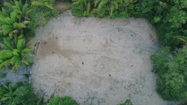 Soccer Game Seen Aerial Shot Amazon Brazilian Football Jungle — Αρχείο Βίντεο