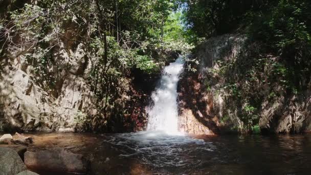 Tranquil Waterfalls River Riells Catalonia Spain Locked Static Shot — 图库视频影像