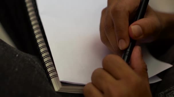 Alone Young Man Writing Letter Lockdown — Vídeos de Stock