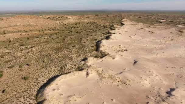 Aerial View Massive White Sand Dune Arid Region Northern Cape — 비디오