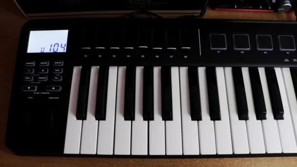 Hand Playing Piano Synthesizer Keyboard Music Concert Concept — Video