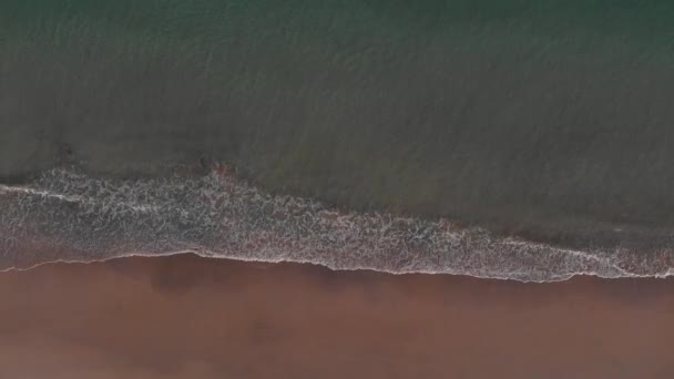 Мирные Нежные Волны Катятся Нетронутому Песчаному Пляжу Порто Санто Португальском — стоковое видео