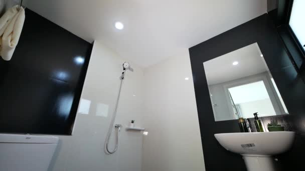Modern Black White Tiles Bathroom Decoration — Wideo stockowe