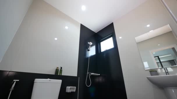 Modern Black White Tiles Bathroom Decoration — Wideo stockowe