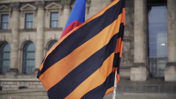 Russian Flag Flag Ribbon Saint George Waving Wind Slow Motion — Stock video
