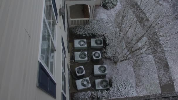 Air Conditioning Units Apartment Running Snow Slow Motion — ストック動画