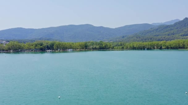 Dramatic Catalan Countryside Lake Banyoles Popular Spanish Tourist Location — Video Stock