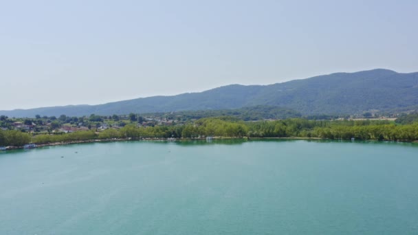 Birdseye View Scenic Lake Banyoles Popular Catalonia Resort Destination Spain — 图库视频影像