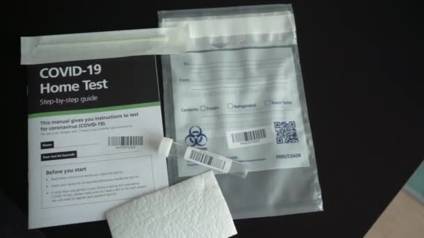 Covid Coronavirus Home Test Kit Guide Test Tube Cotton Tip — Vídeos de Stock