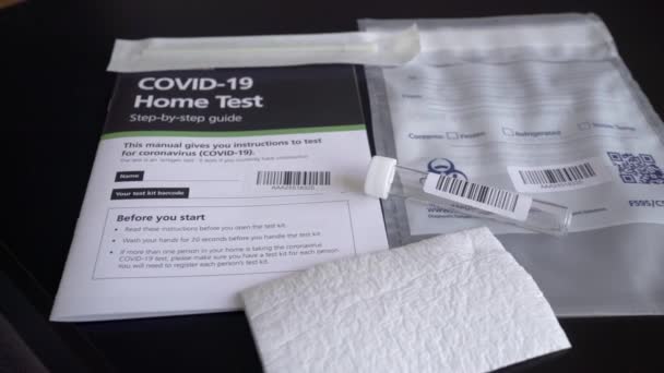 Covid Coronavirus Test Kit Equipment Needed Make Self Test Swab — Stockvideo