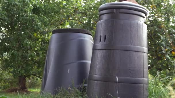 Compost Bins Summer Garden Medium Panning Shot — Wideo stockowe