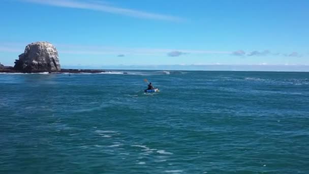 Surfing Punta Lobos Chile Sunny Day Incredible Landscape Recorded Drone — Stockvideo