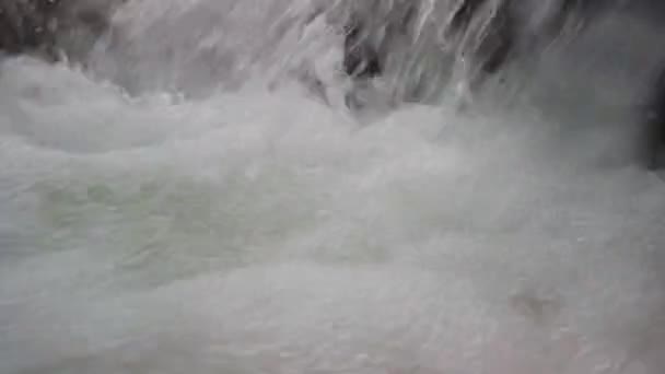 Stromend Helder Rivierwater Snelle Rivier Met Waterval — Stockvideo