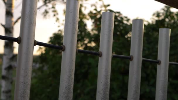 Metal Tube Fencing Panning Shot — Stok video