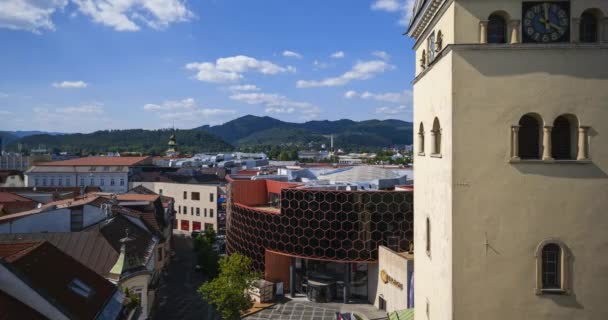 Panorama Motion Time Lapse Ilina City Slovakia Viewed Burian Tower — Vídeo de Stock