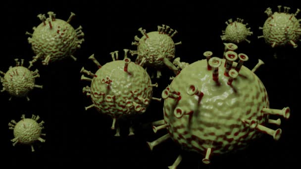 Animated Covid Virus Particles Isolated Black Background Medium Shot — Wideo stockowe