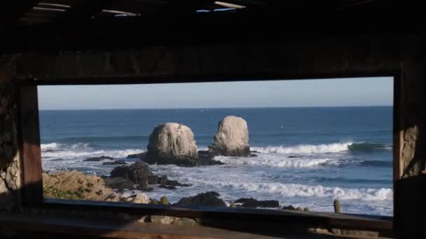Viewpoint Punta Lobos Looking Window Frame Wave Surfing Chile Pichilemu — 비디오