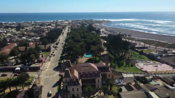 Aerial Parque Ross Historic Casino Cultural Center 1904 Original Park — Stok video