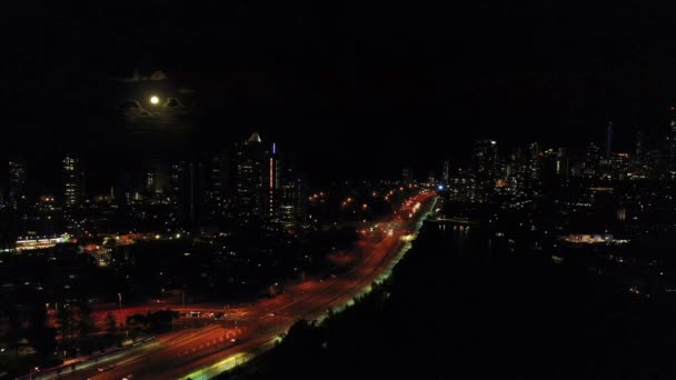 High Still Footage Full Moon Surfers Paradise Summers Evening — Video Stock