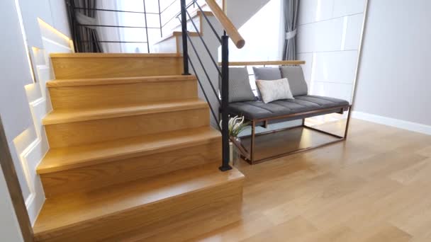 Modern Well Polished Wooden Staircase — Stok video