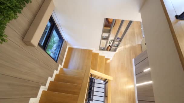 Modern Well Polished Wooden Staircase — Video Stock