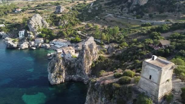 Torre Bennistra Faraglioni Stacks Tonnara Scopello Museum Scopello Province Trapani — Video Stock