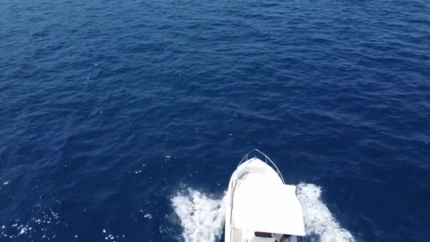 White Speed Boat Travelling Cruising Gulf Castellammare Summer Scopello Province — Wideo stockowe