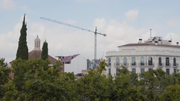 Crane Spanya Nın Valencia Şehrinin Merkezinde Faaliyet Gösteriyor — Stok video
