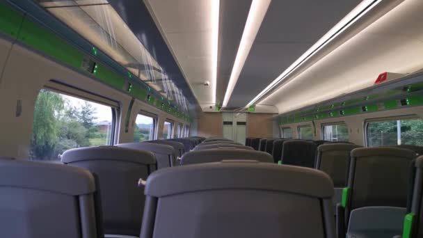 View Empty Train Travelling View Train Carriage — Stockvideo