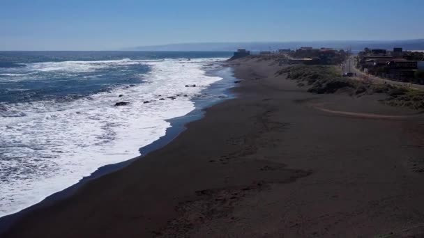Infiernillo Beach Aerial View Black Sand Beach Sunny Day Drone — Αρχείο Βίντεο
