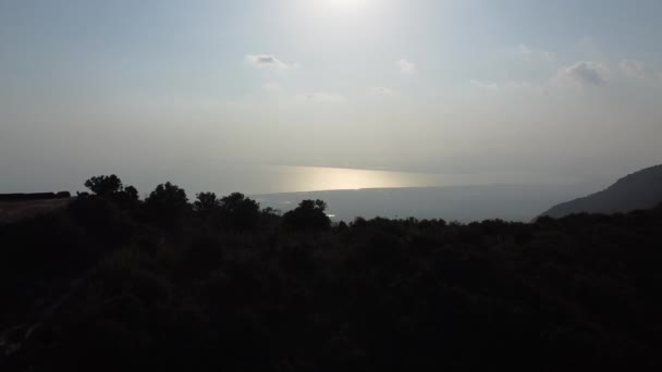 Drone Aerial Shot Lush Green Mountains Clear Blue Sea Bokor — Stockvideo