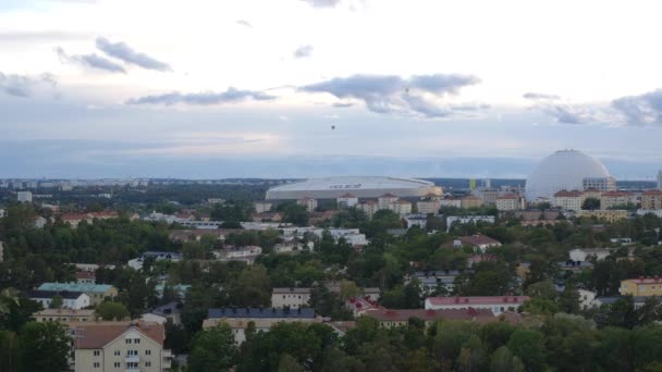 Distance View Two Multisport Entertainment Venues Called Tele2 Arena Stockholm — Αρχείο Βίντεο