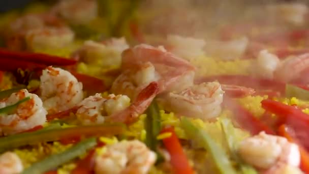 Close Paella Spanish Traditional Food Valencia — Video Stock