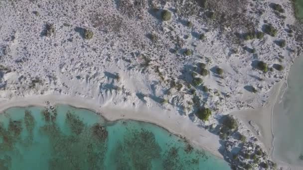 Elafonissi Beach Lagoon Blue Turquoise Water Drone Aerial View Crete — 图库视频影像