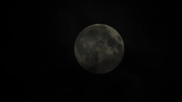 Clouds Passing Full Moon Real Time Shot Full Moon Night — Stok video