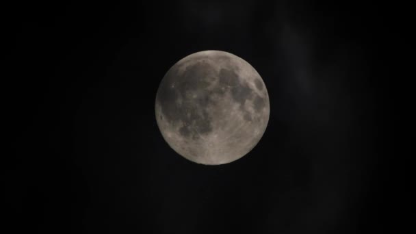 Clouds Passing Full Moon Real Time Shot Full Moon Night — Vídeo de Stock