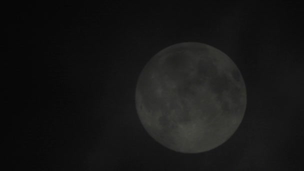 Clouds Passing Full Moon Real Time Shot Full Moon Night — Vídeo de Stock