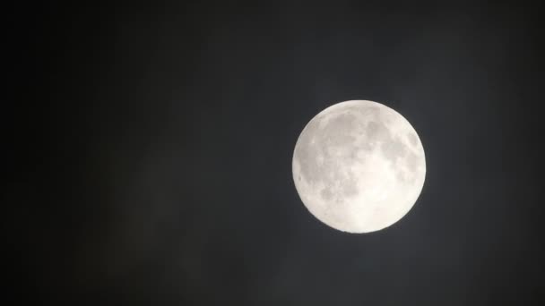 Clouds Passing Full Moon Real Time Shot Full Moon Night — Vídeo de Stock