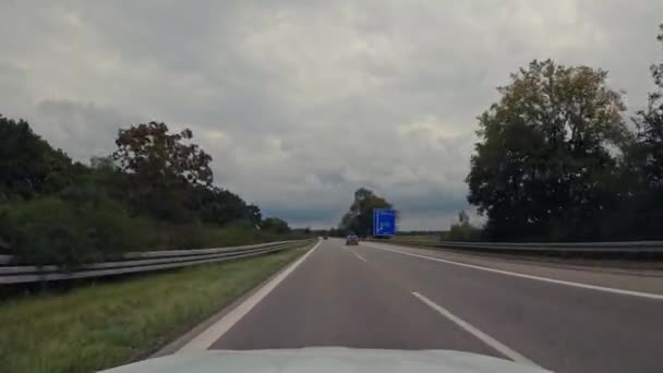 Driving Car Motorway Germany Changing Fast Lane Right One Overtaking — Αρχείο Βίντεο