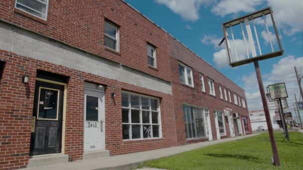 Abandoned Stores Apartment Building Empty Sign — Stockvideo