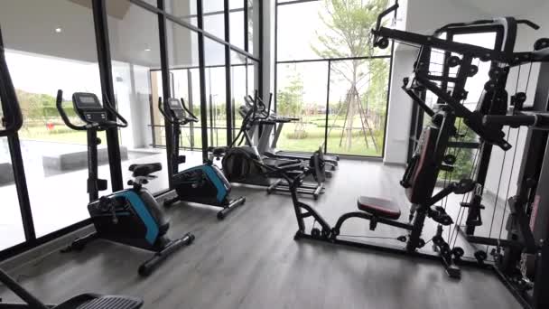 Compact Stylish Gym Garden View — Stock Video