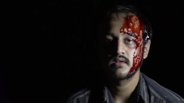 Injured Blooded Man Blood Coming Out Head — Stok video