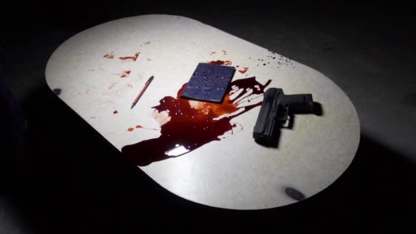 Blood Gun Diary Table Blood Drops Diary Table — Vídeos de Stock